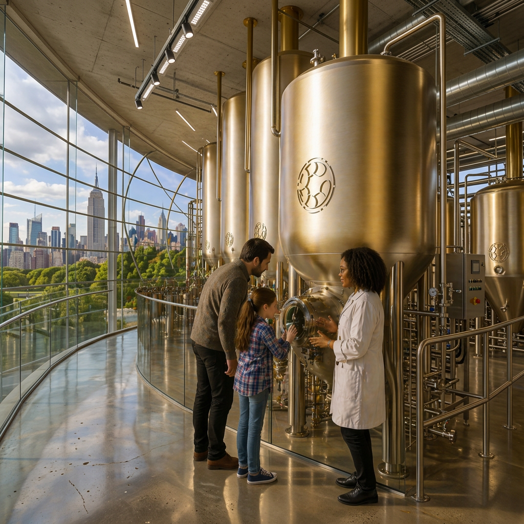 Gold stainless bioreactor train in a modern production facility